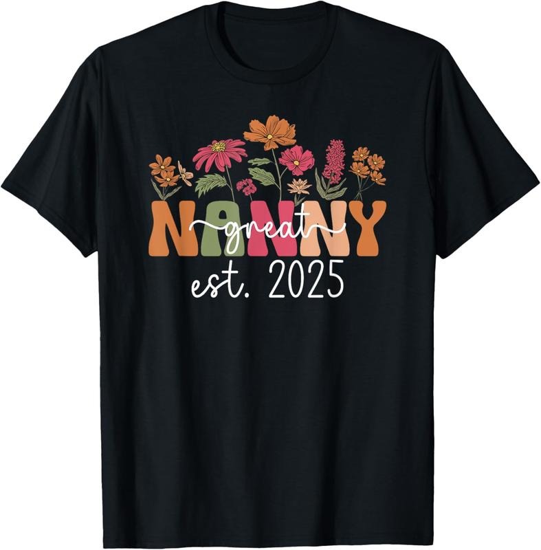 100% Cotton Promoted To Great Nanny Est. 2025 Groovy Future Great Nanny T-Shirt Hoodie, Sweatshirt | GrindPrints.com