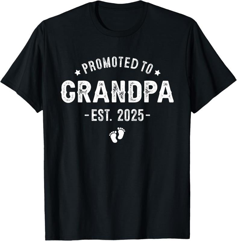 100% Cotton Promoted to Grandpa 2025 Soon To Be, First Time Grandfather T-Shirt Hoodie, Sweatshirt | GrindPrints.com