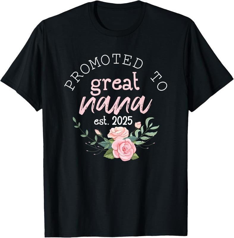 100% Cotton Promoted to Great Grandma 2025 Gifts First Time Grandma Nana T-Shirt Hoodie, Sweatshirt | GrindPrints.com