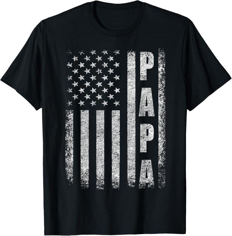100% Cotton Proud Papa Funny Fathers Day 2024 Gifts Dad America USA flag T-Shirt Hoodie, Sweatshirt | GrindPrints.com