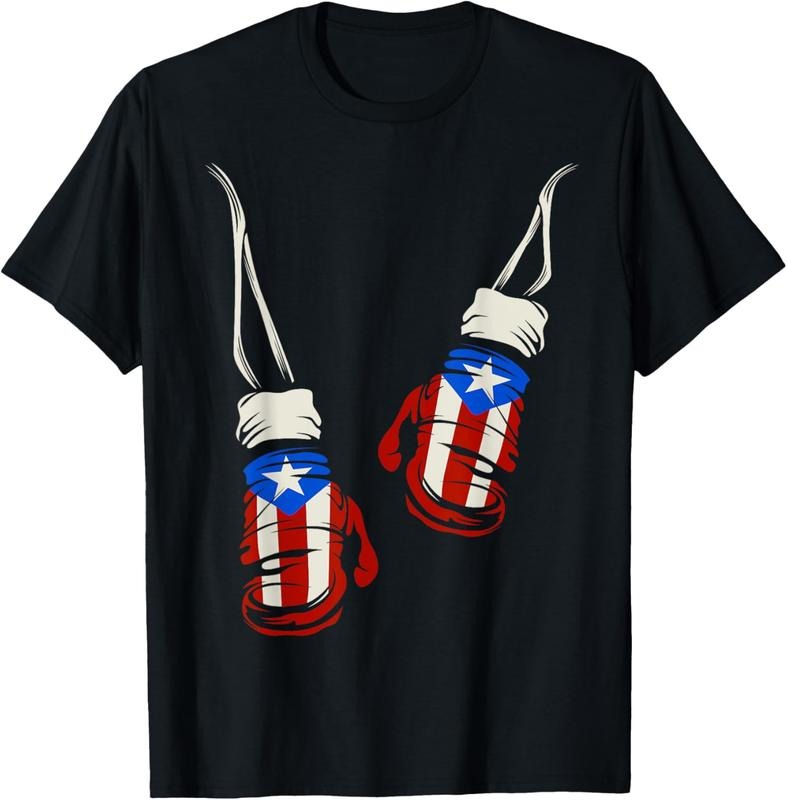 100% Cotton Puerto Rican | Puerto Rico Boxing Gloves Flag T Shirt T-Shirt Hoodie, Sweatshirt | GrindPrints.com