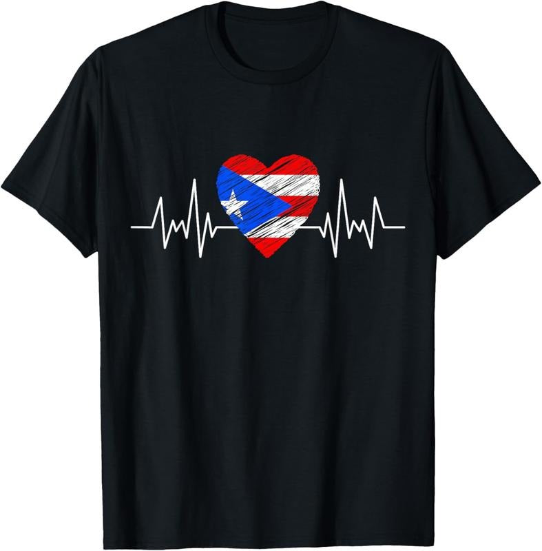 100% Cotton Puerto Rico Flag Heartbeat Pride Grunge Puerto Rican Flag T-Shirt Hoodie, Sweatshirt | GrindPrints.com