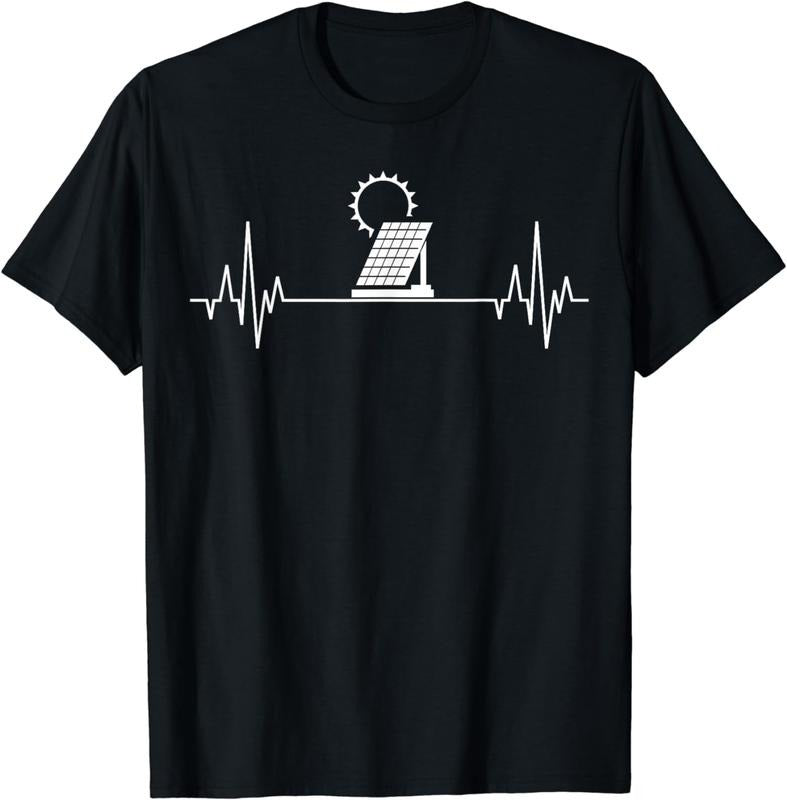 [100% Cotton]Renewable Energy Green Photovoltaic Solar Power Heartbeat T-Shirt Hoodie, Sweatshirt | GrindPrints.com