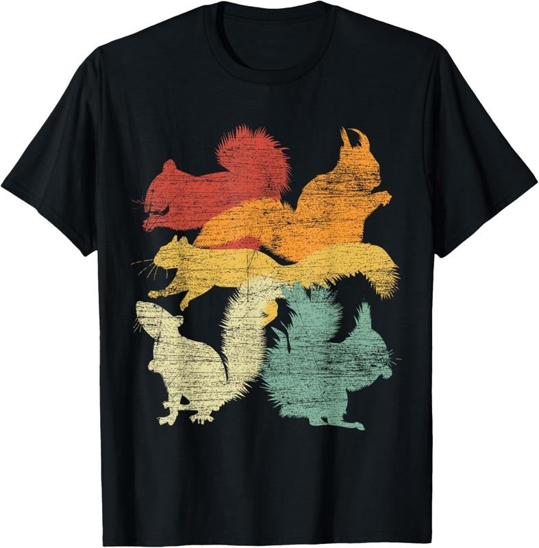 100% Cotton Retro Forest Animal Lover Gift Idea Squirrel T-Shirt Hoodie, Sweatshirt | GrindPrints.com
