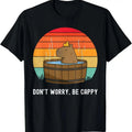 100% Cotton Retro Funny Capybara Don't Worry Be Capy T-Shirt Hoodie, Sweatshirt | GrindPrints.com