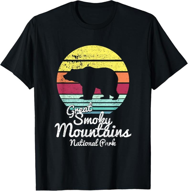 100% Cotton Retro Great Smoky Mountains National Park TN Bear T Shirt T-Shirt Hoodie, Sweatshirt | GrindPrints.com
