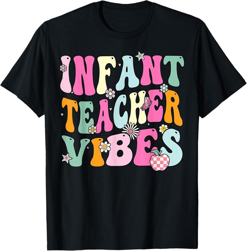100% Cotton Retro Infant Teacher Vibes Women Daycare Teacher T-Shirt Hoodie, Sweatshirt | GrindPrints.com
