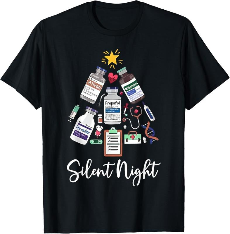 100% Cotton Retro Silent Night ICU Nurse Christmas Intensive Care Unit T-Shirt Hoodie, Sweatshirt | GrindPrints.com