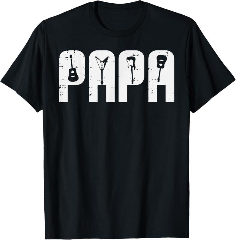 100% Cotton Rocker Papa Guitars Electric Acoustic Bass Dad Daddy Men T-Shirt Hoodie, Sweatshirt | GrindPrints.com