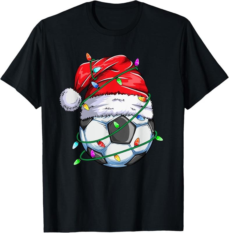 100% Cotton Santa Soccer Ball Sports Design- Christmas Soccer Player T-Shirt Hoodie, Sweatshirt | GrindPrints.com