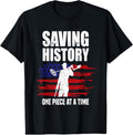 100% Cotton Saving History American Flag USA Funny Metal Detecting T-Shirts, Hoodie, Sweatshirt