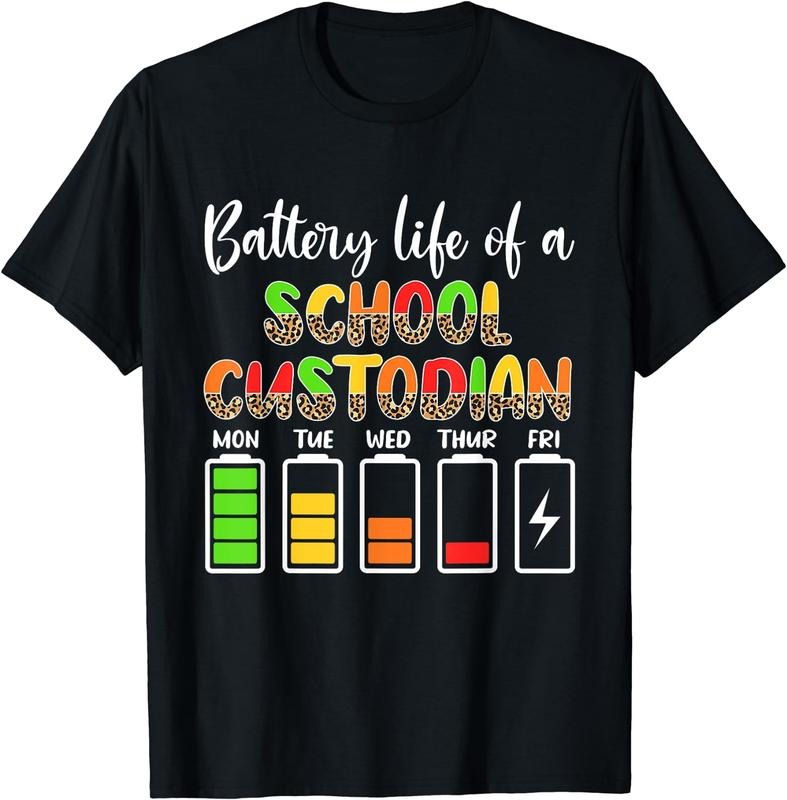 [100% Cotton]School Custodian Battery Life School Janitor T-Shirt Hoodie, Sweatshirt | GrindPrints.com