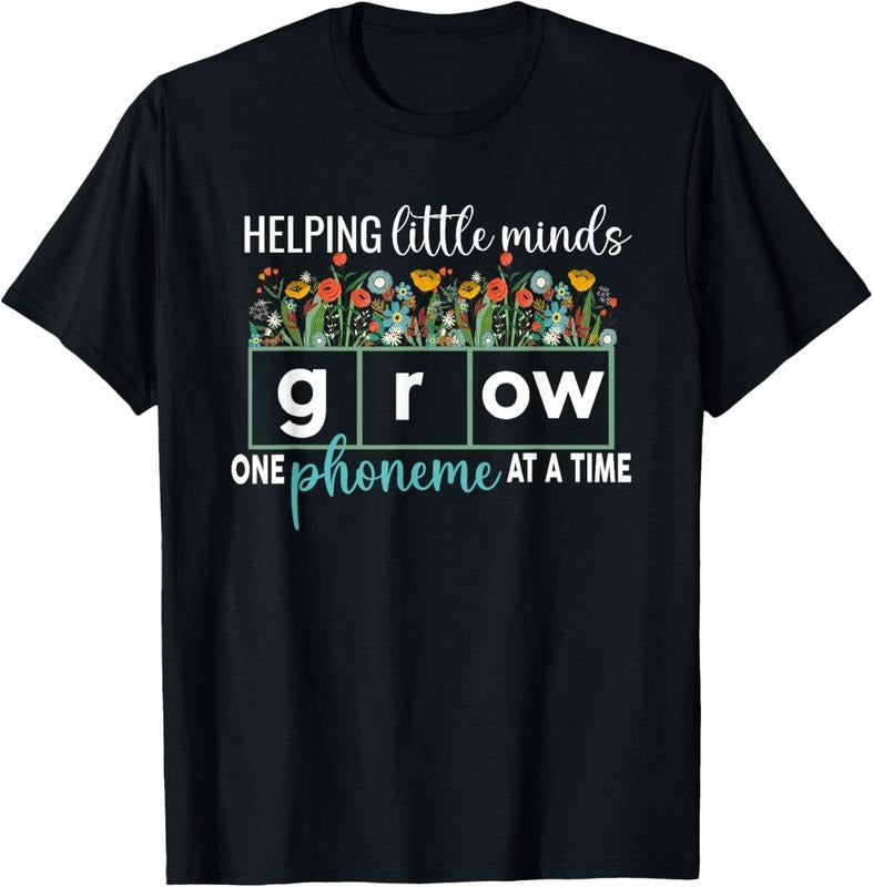 100% Cotton Science of Reading Helping A Little Minds Grow Phonics Women T-Shirt Hoodie, Sweatshirt | GrindPrints.com