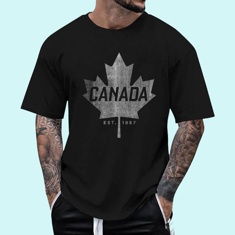 [100% Cotton Shirt] Canada Maple Leaf Shirt - Canada Est Hoodie, Sweatshirt | GrindPrints.com