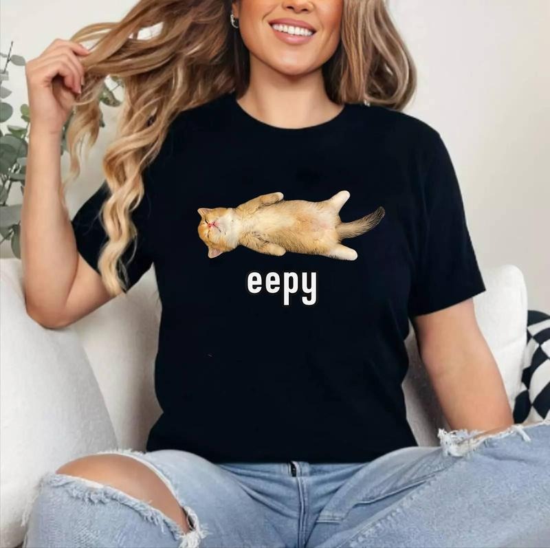 [100% Cotton Shirt] Eepy Cat, Silly Sleepy Cat Meme Unisex T-Shirt Hoodie, Sweatshirt | GrindPrints.com