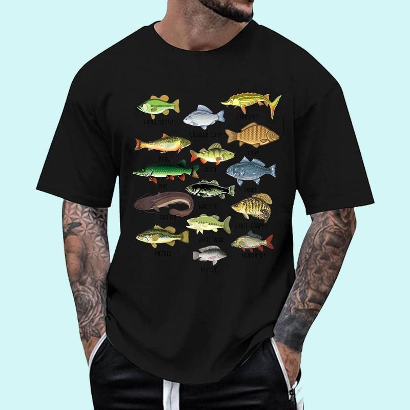 [100% Cotton Shirt] Fishing Shirt Types Freshwater Fish Fisherman Funny Bass Dad T-Shirts, Hoodie, Sweatshirt