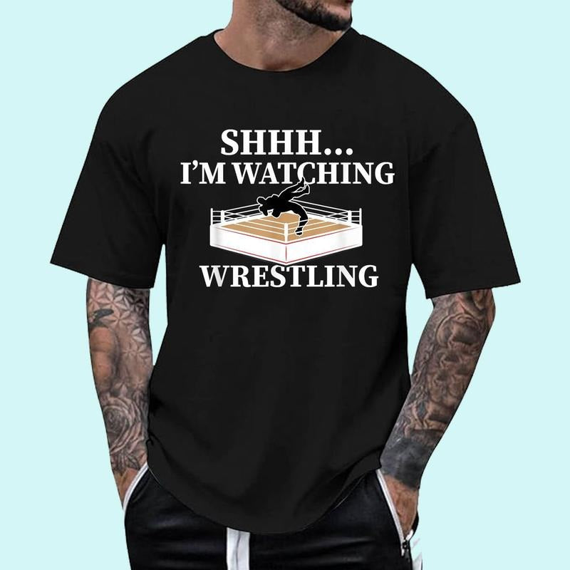 [100% Cotton Shirt] Shhh I_m Watching Wrestling Funny Wrestling Lover T-Shirts, Hoodie, Sweatshirt