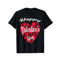 100% Cotton Single Side Printed Crew Neck Short Sleeve Happy 2022 Couples Matching Red Hearts Pattern Suitable Couples' S XXXL Black Made Usa T-Shirts, Hoodie, Sweatshirt