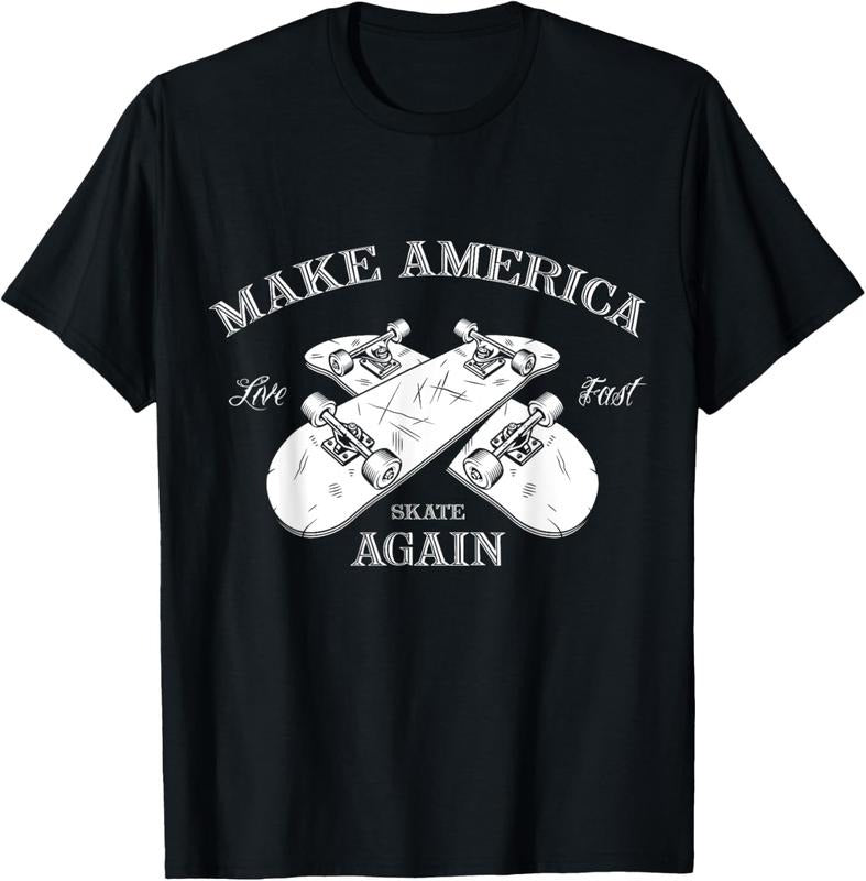 100% Cotton Skateboard Skateboarding Make America Skate Again T-Shirt Hoodie, Sweatshirt | GrindPrints.com