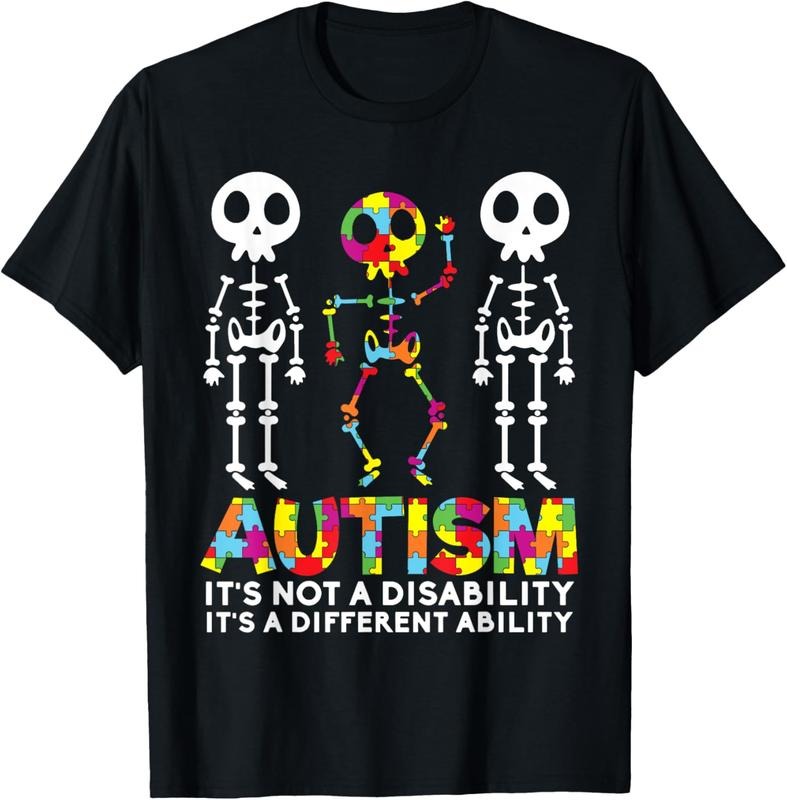 100% Cotton Skull Dance Autism Awareness Mom Dad  Autism T-Shirt Hoodie, Sweatshirt | GrindPrints.com