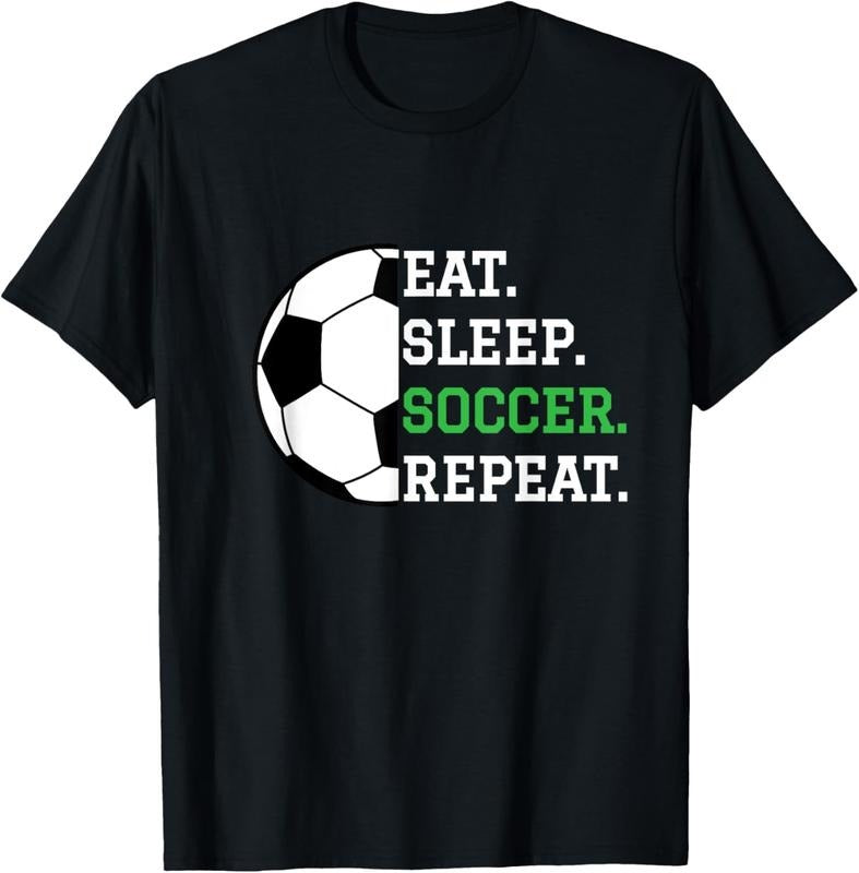 100% Cotton Soccer Player Soccer Lover Eat Sleep Soccer Repeat T-Shirts, Hoodie, Sweatshirt