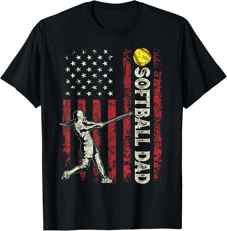 100% Cotton Softball Dad US Flag Gifts For Dad Men Patriotic Fathers Day T-Shirt Hoodie, Sweatshirt | GrindPrints.com