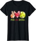 100% Cotton Softball Player Girls Peace Love Softball T-Shirt Hoodie, Sweatshirt | GrindPrints.com