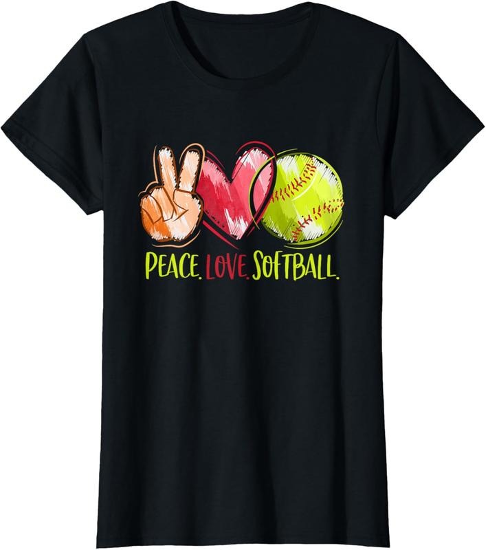 100% Cotton Softball Player Girls Peace Love Softball T-Shirt Hoodie, Sweatshirt | GrindPrints.com