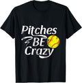 100% Cotton Softball Player Pitches Be Crazy Funny Softball Pitcher T-Shirt Hoodie, Sweatshirt | GrindPrints.com