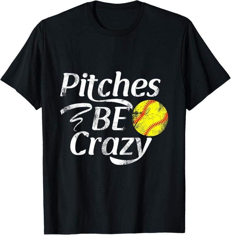 100% Cotton Softball Player Pitches Be Crazy Funny Softball Pitcher T-Shirt Hoodie, Sweatshirt | GrindPrints.com
