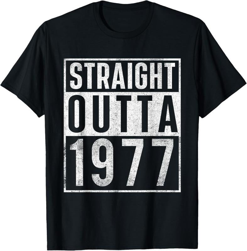 100% Cotton Straight Outta 1977 Year Of Birth Birthday T-Shirt Hoodie, Sweatshirt | GrindPrints.com