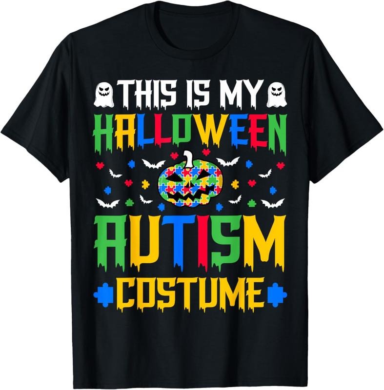 100% Cotton Support Autism This Is My Halloween Autism Costume Halloween T-Shirt Hoodie, Sweatshirt | GrindPrints.com
