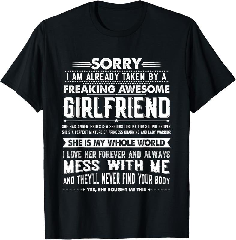 100% Cotton Taken By A Freaking Awesome Girlfriend Funny Boyfriend T-Shirt Hoodie, Sweatshirt | GrindPrints.com