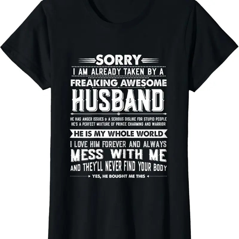 100% Cotton Taken by a Freaking Awesome Husband Funny Wife T-Shirt Hoodie, Sweatshirt | GrindPrints.com
