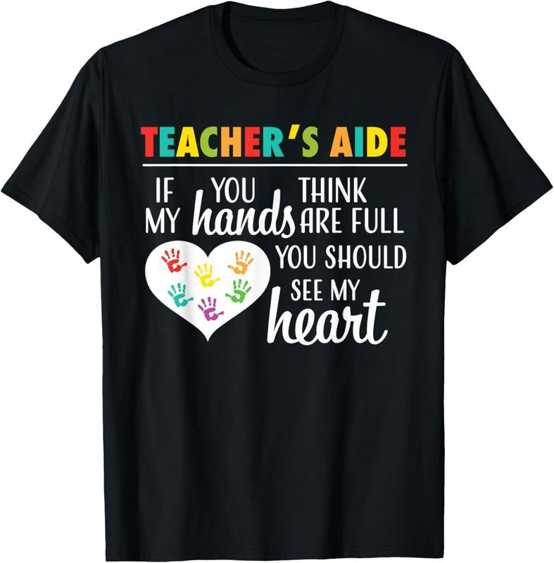 100% Cotton Teacher Aide Appreciation Cute Heart Tee for Women T-Shirt Hoodie, Sweatshirt | GrindPrints.com