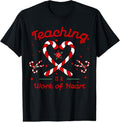 100% Cotton Teaching is a Work of Heart Christmas Teacher Candy Cane T-Shirt Hoodie, Sweatshirt | GrindPrints.com
