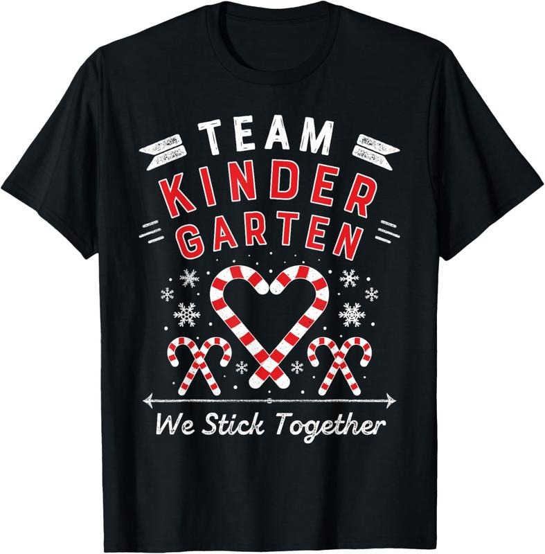 100% Cotton Team Kinder garten Christmas Candy Cane Kindergarten Teacher T-Shirt Hoodie, Sweatshirt | GrindPrints.com