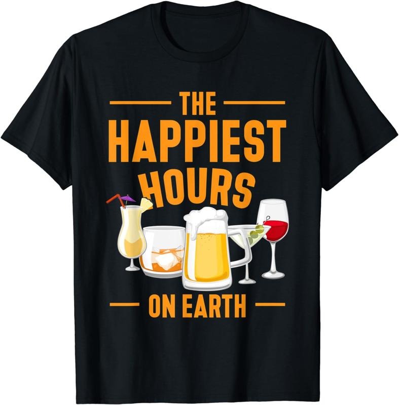[100% Cotton]The happiest hours on earth retro design for cocktail lovers T-Shirt Hoodie, Sweatshirt | GrindPrints.com