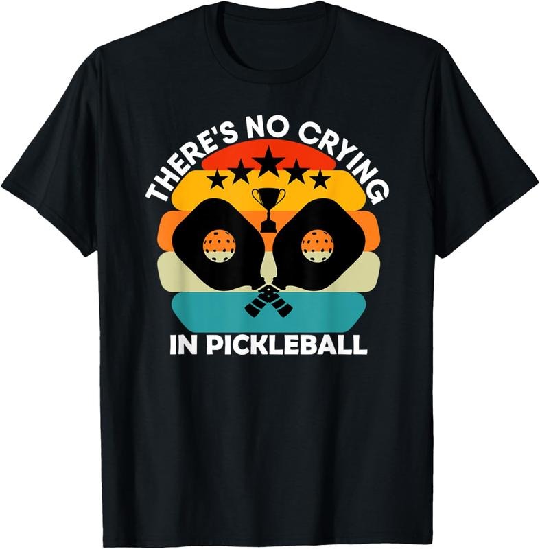 100% Cotton Theres No Crying In Pickleball Sports Love Funny Retro T-Shirt Hoodie, Sweatshirt | GrindPrints.com