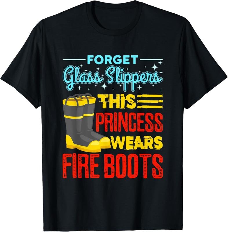 100% Cotton This Princess Wears Fire Boots - Women Firefighter Shirt T-Shirt Hoodie, Sweatshirt | GrindPrints.com