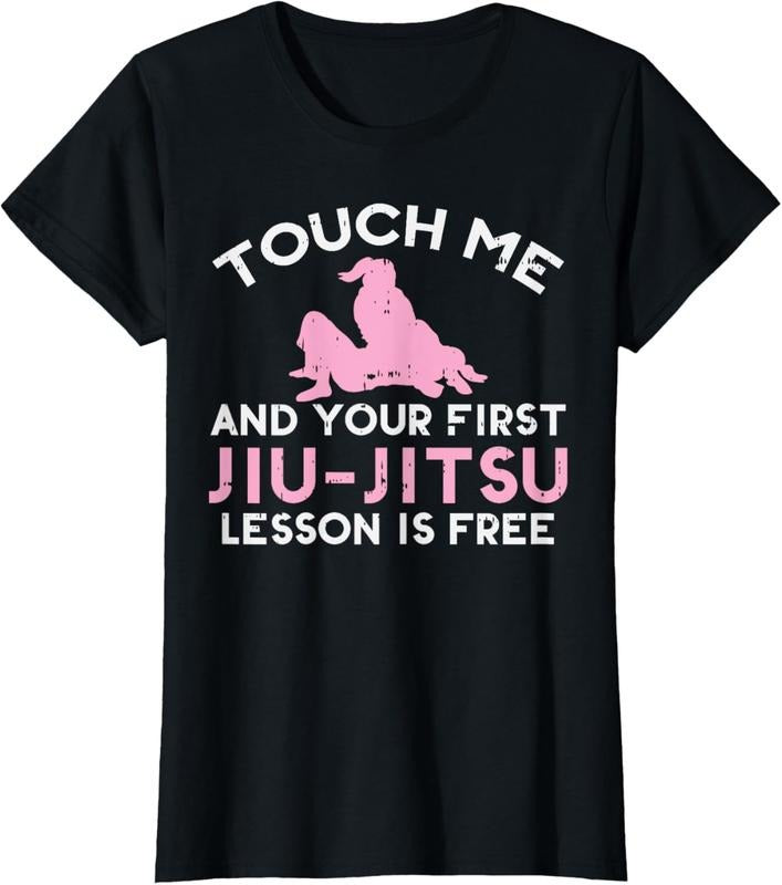 100% Cotton Touch Me Jiu Jitsu Lesson Free Girl Pink Martial Arts T-Shirts, Hoodie, Sweatshirt