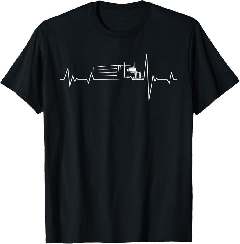 100% Cotton Truck driver heart beat 18 wheeler semi-trailer tractor T-Shirt Hoodie, Sweatshirt | GrindPrints.com