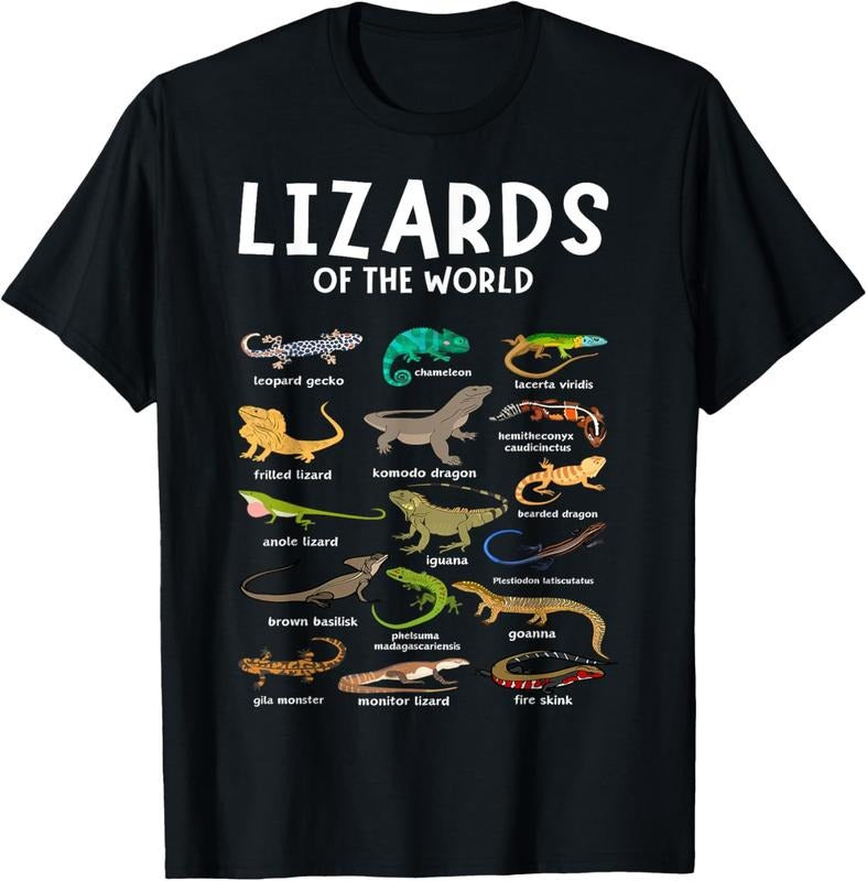 100% Cotton Types of Lizards of the World Reptile Herpetology Lizard T-Shirt Hoodie, Sweatshirt | GrindPrints.com