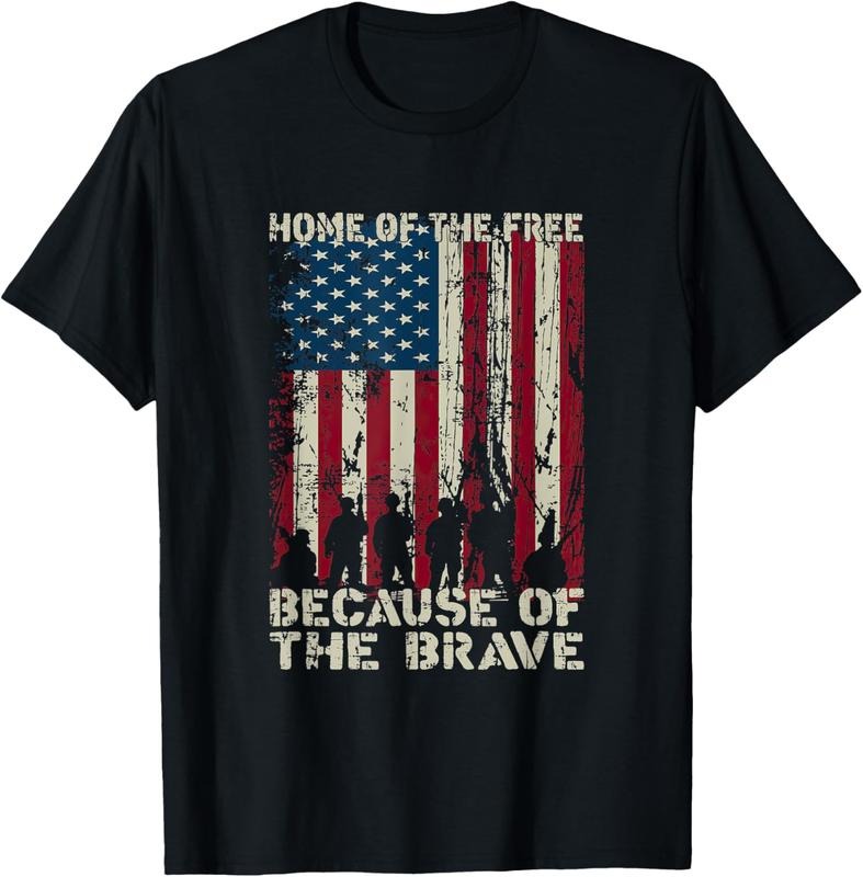 100% Cotton US Flag Home of The Free Because Of The Brave T-Shirt Hoodie, Sweatshirt | GrindPrints.com
