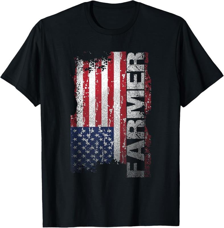100% Cotton USA Flag Farmer T-Shirt, American Farmers Tee Patriotic Gift T-Shirt Hoodie, Sweatshirt | GrindPrints.com