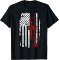 100% Cotton USA Flag Thin Red Line Jazz Music Gifts Trumpet T-Shirt Hoodie, Sweatshirt | GrindPrints.com