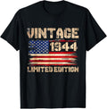 100% Cotton Vintage 1944 80th Birthday Gifts 80 Year Old American Flag T-Shirt Hoodie, Sweatshirt | GrindPrints.com