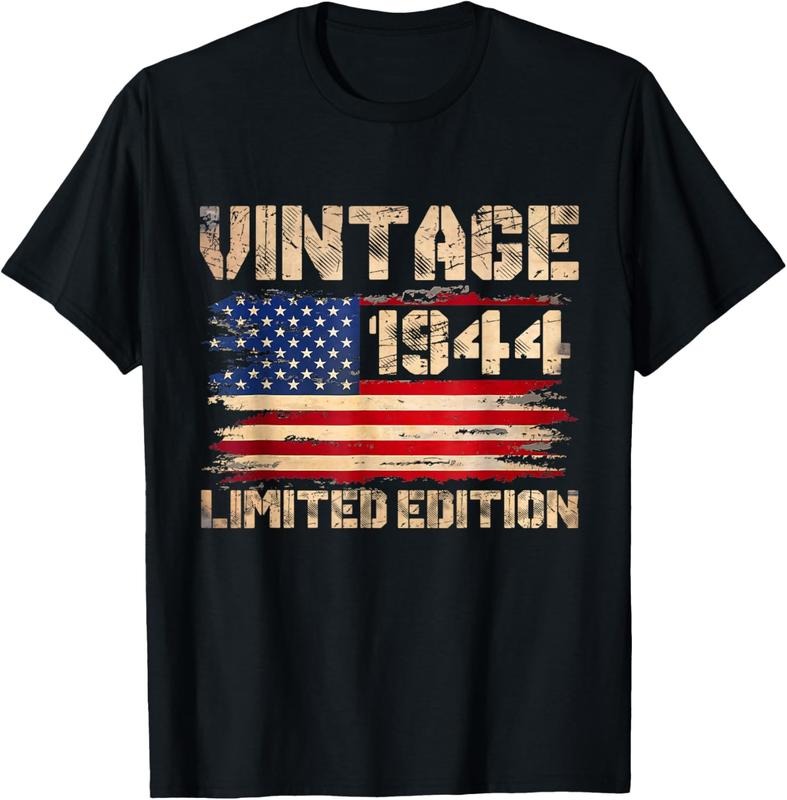 100% Cotton Vintage 1944 80th Birthday Gifts 80 Year Old American Flag T-Shirt Hoodie, Sweatshirt | GrindPrints.com