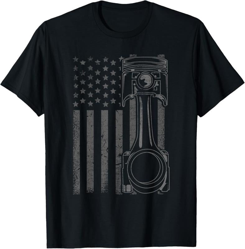 100% Cotton Vintage American Flag Piston Funny Muscle Car Mechanic Gift T-Shirt Hoodie, Sweatshirt | GrindPrints.com