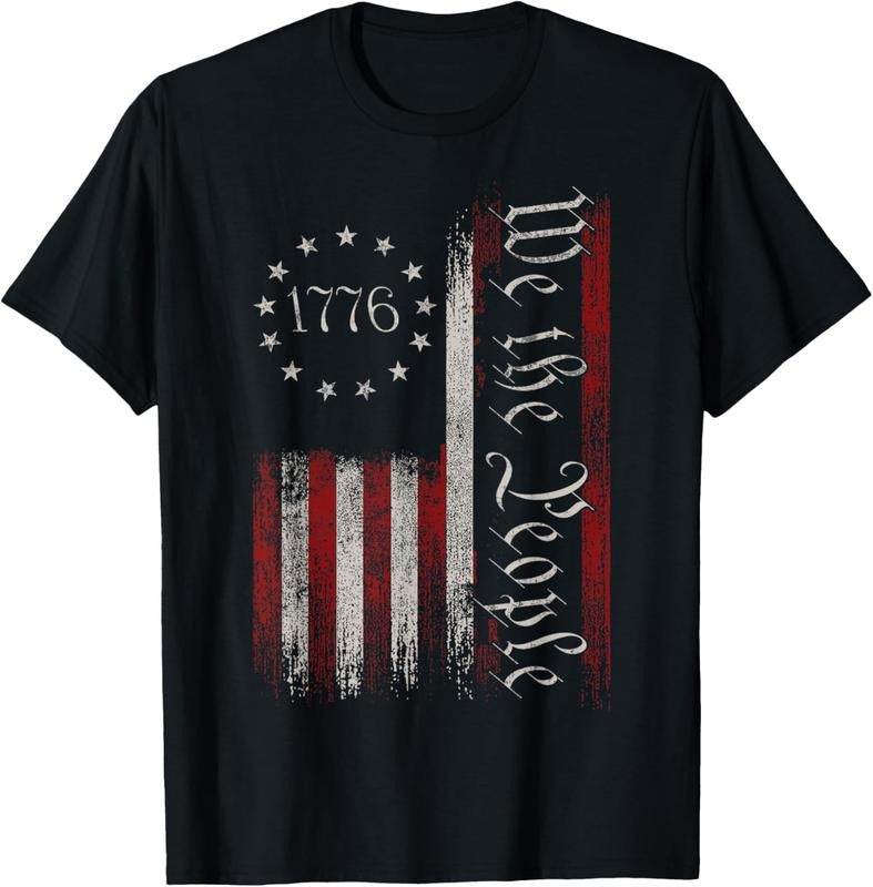 100% Cotton Vintage Old American Flag Patriotic 1776 We The People USA T-Shirt Hoodie, Sweatshirt | GrindPrints.com